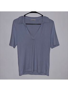 Madewell Soft Blue Short Sleeve V-Neck Top
